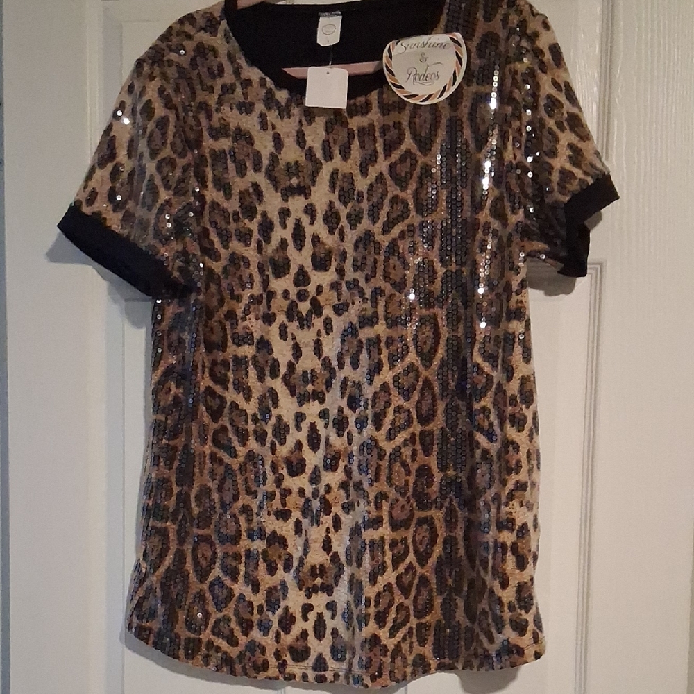 Stylish Leopard Sequin Kids Tee